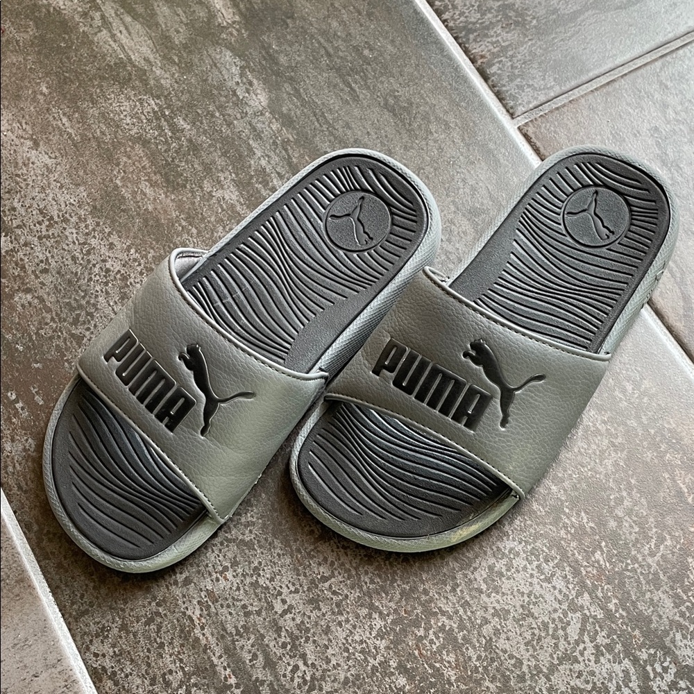 Puma Gray Slide Sandals
